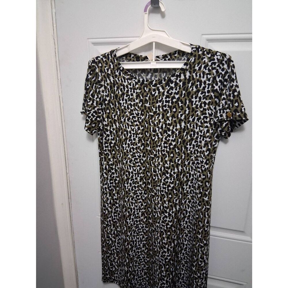 Michael Michael Kors Green Animal Camouflage short sleeve knee length Dress